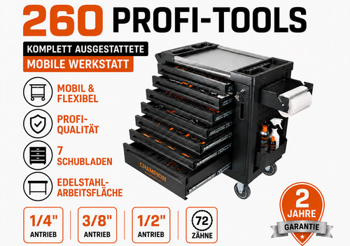 Carrello officina 260 attrezzi - officina,